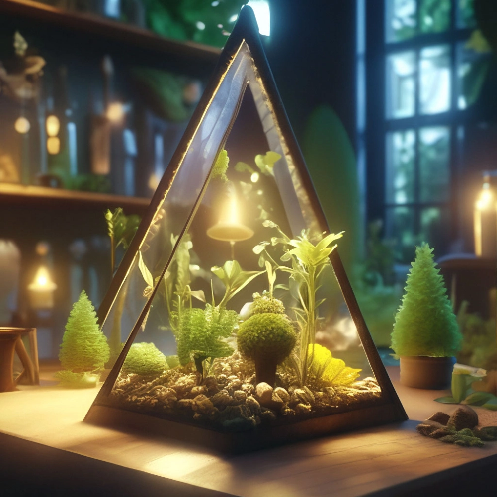 Bể cá góc tường bằng kính siêu trong trưng bày tại văn phòng