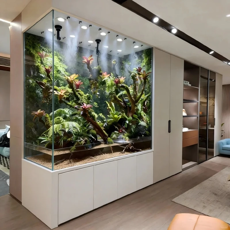 Mẫu bể cá âm tường dài tạo điểm nhấn ấn tượng
